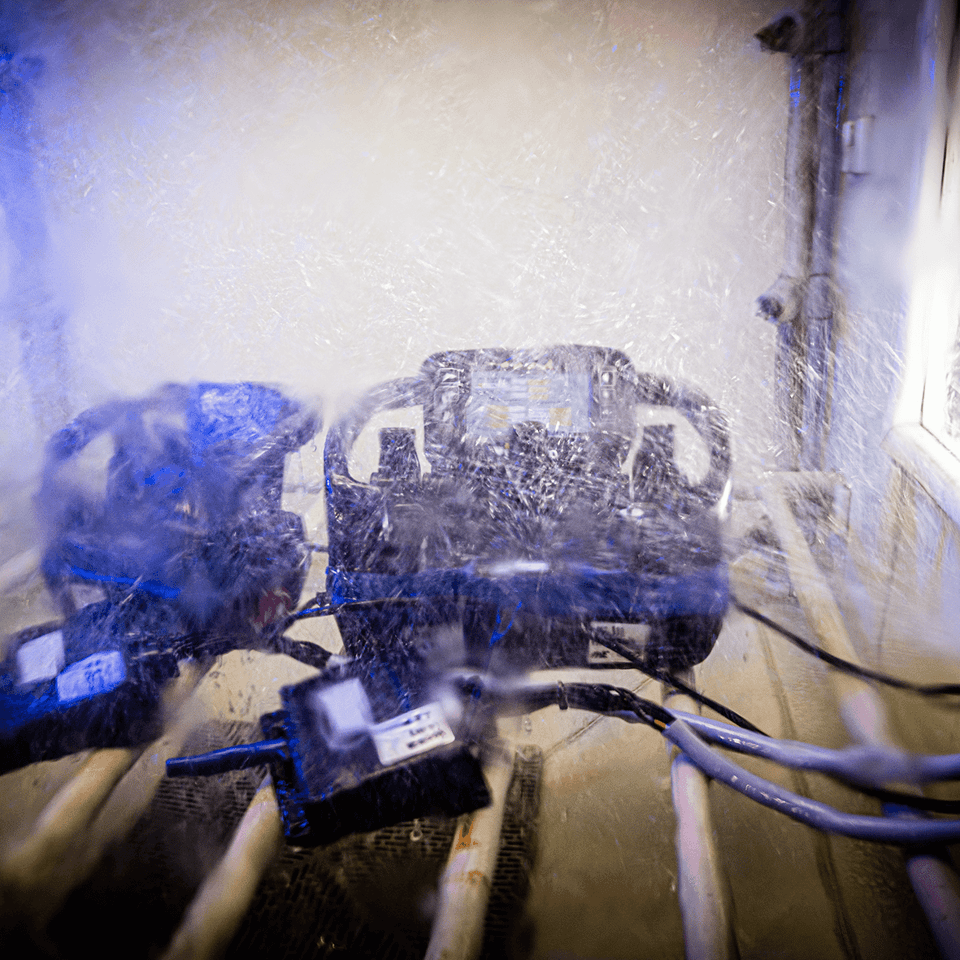 remote controls and receivers doused in salt water chamber