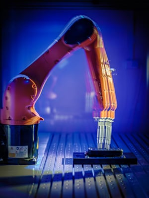 Kuka robot set to test the durability of the buttons of Rocket